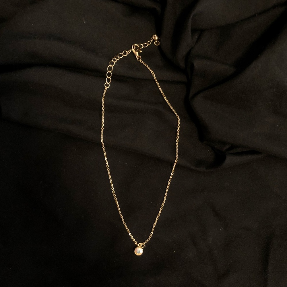 Gold Choker with Crystal Charm